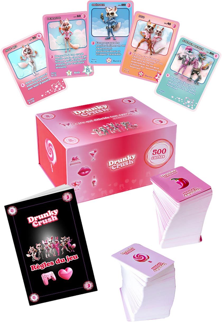 Drunky Crush | Jeu de cartes érotique pour couple | 500 cartes