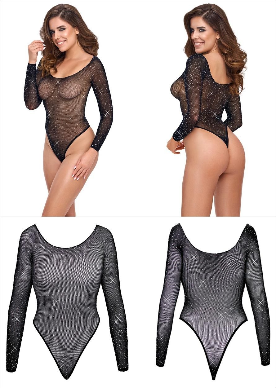Cottelli 5017 | Ravissant body en résille avec strass scintillants