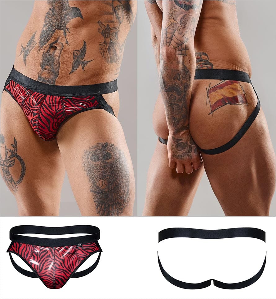 Regnes Fetish Planet Patrick | Jockstrap mit roten und schwarzen Streifen