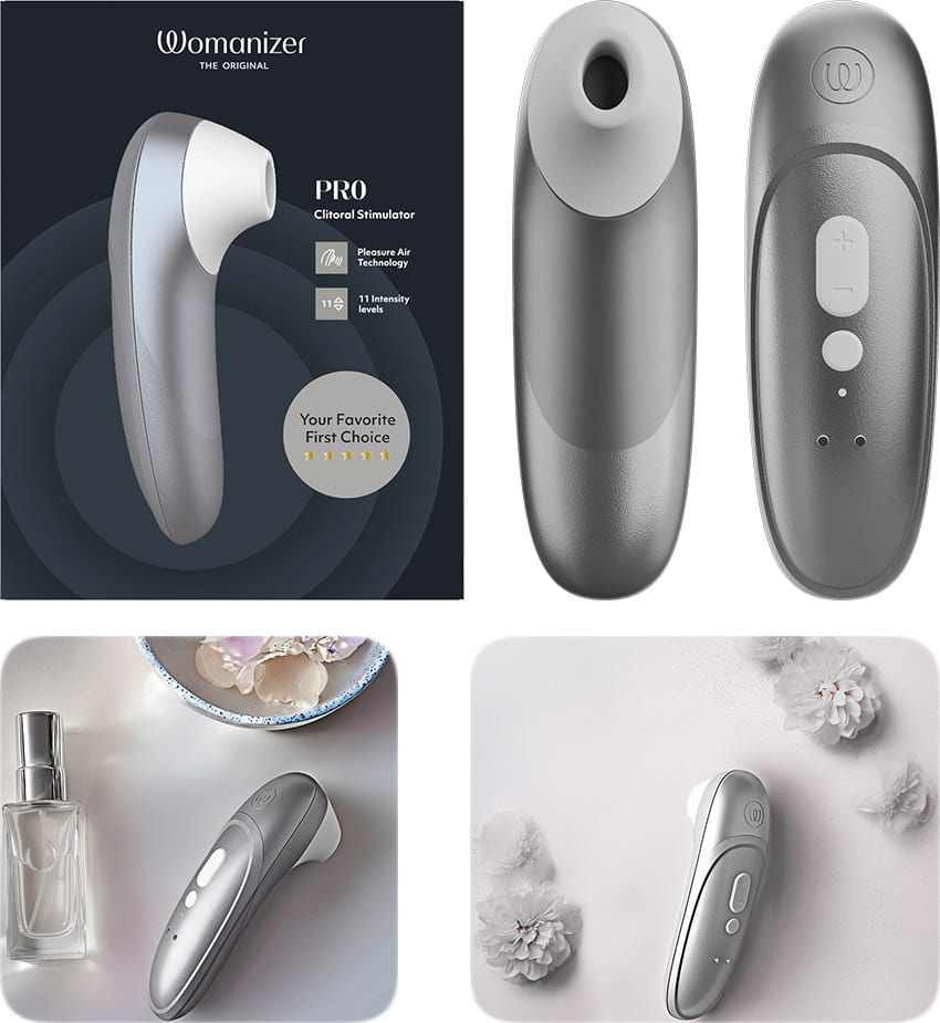 Womanizer Pro | Klitorisstimulator mit 11 Intensitäten | Silber