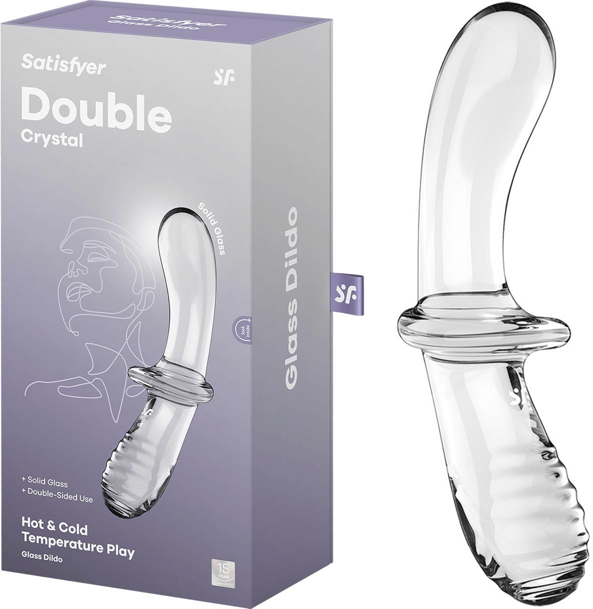 Satisfyer Double Crystal | Dildo en verre recourbé et texturé