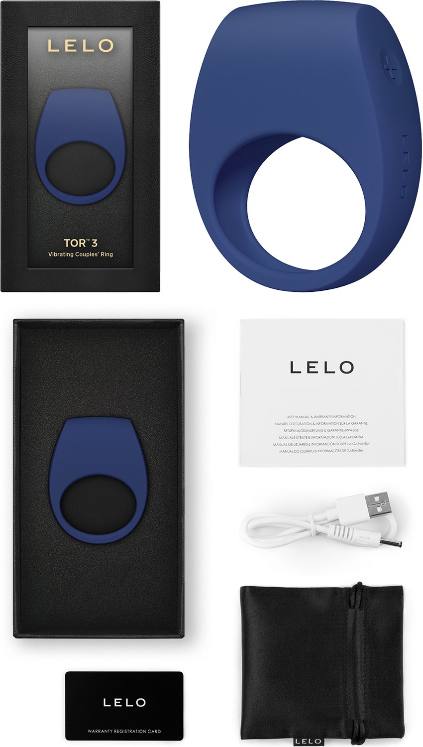 LELO Tor 3 | Vibrierender und verbundener Penisring | Blau