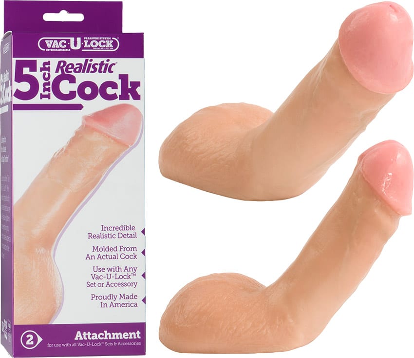 Doc Johnson Vac-U-Lock Realistic Dildo - Beige - 12 cm