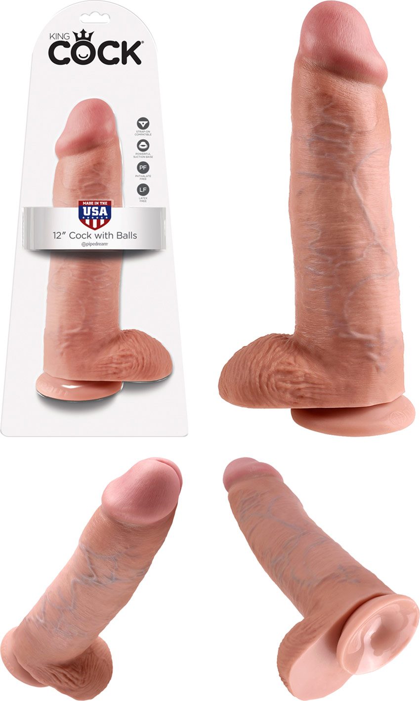 King Cock 12" | Riesendildo mit Hoden | Beige