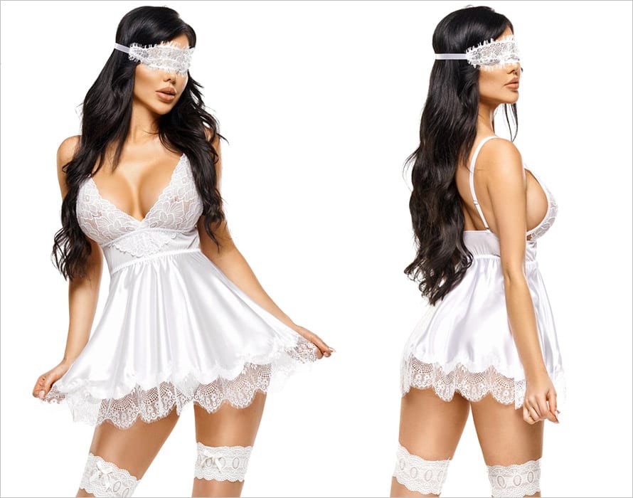 Beauty Night Eve | Nuisette sexy en tissu satiné et dentelle