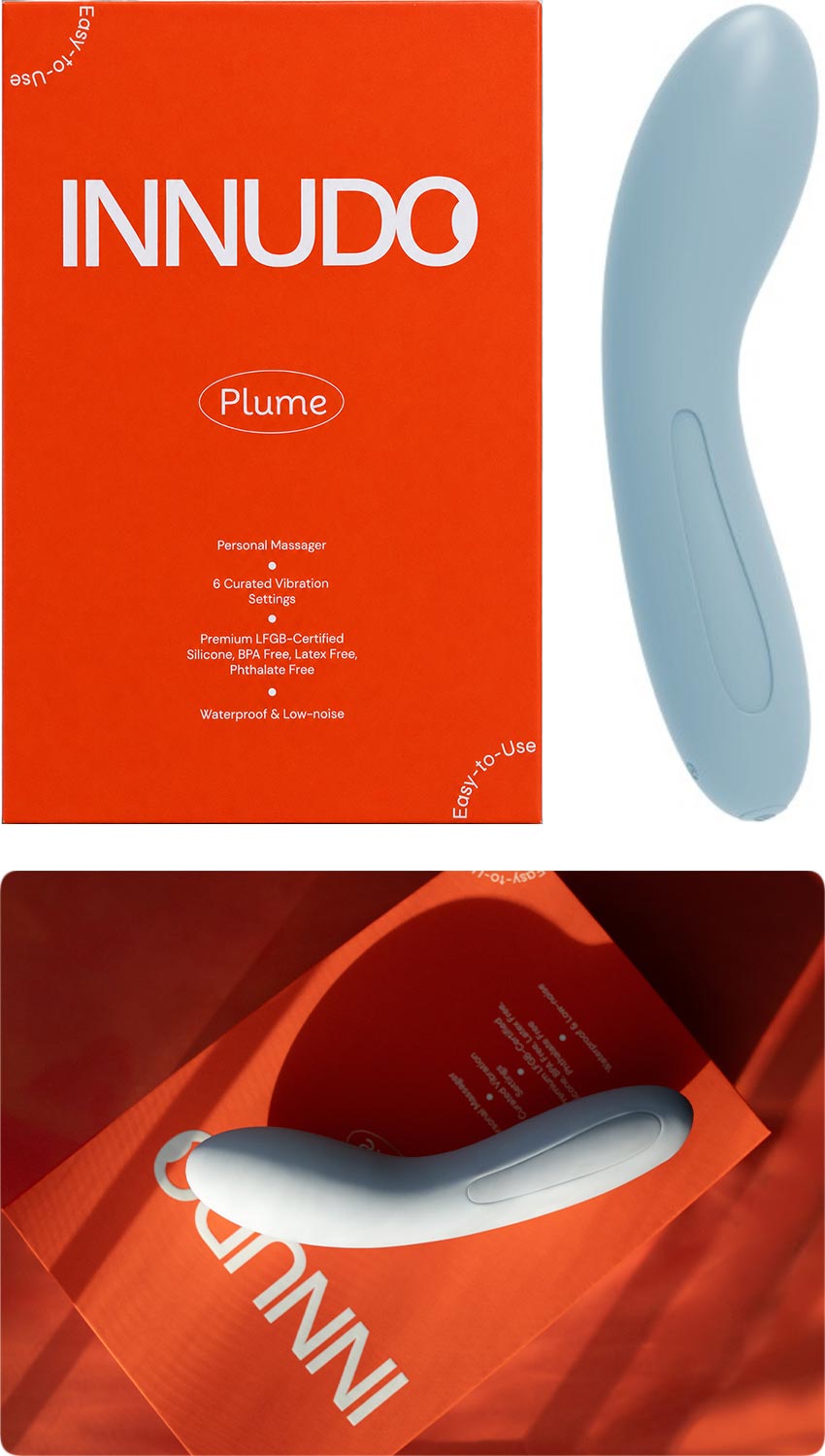 Innudo Plume | Vibromasseur point G ergonomique en silicone | Bleu