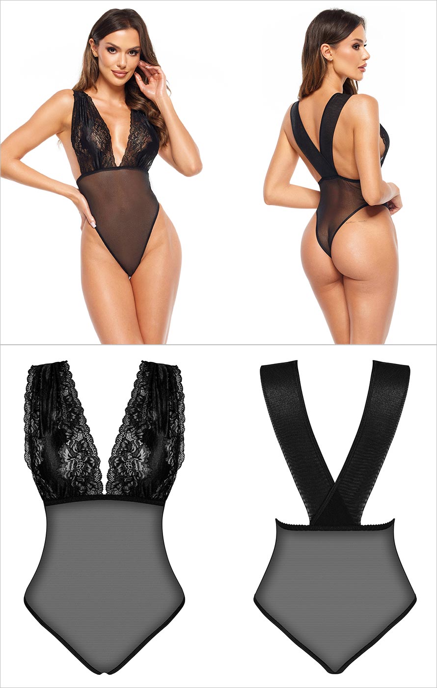 Beauty Night Veronica | Sexy Teddy aus Netzstoff und floraler Spitze