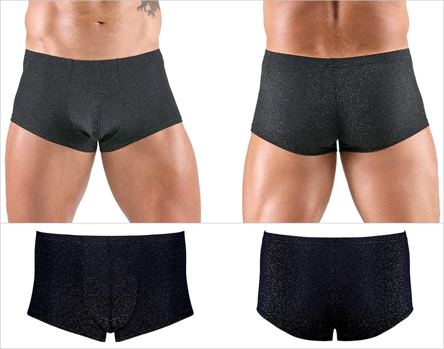 Svenjoyment | Boxershorts für Herren aus glänzendem Schwarz/Silber-Lurex