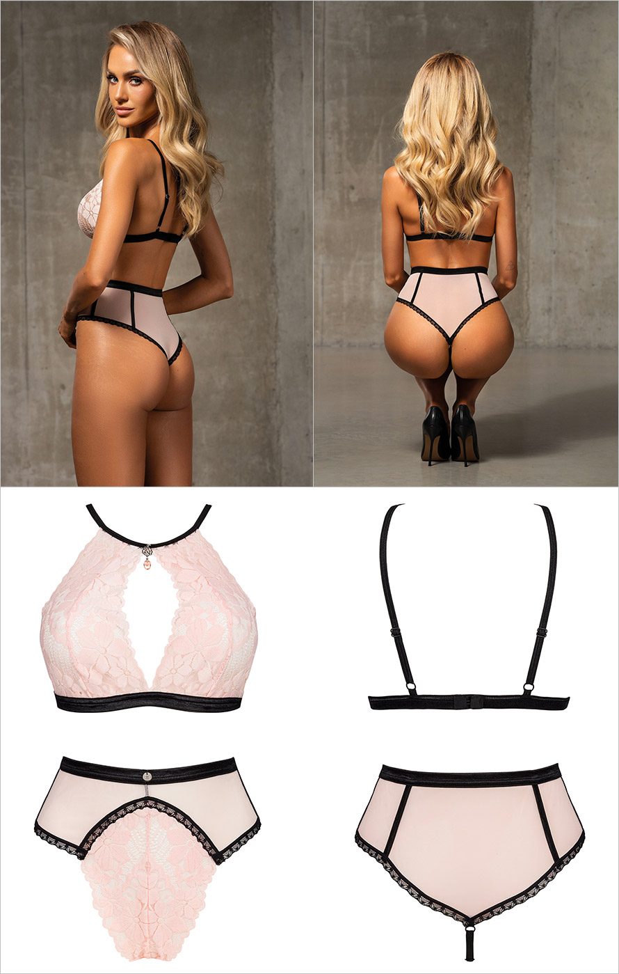 Obsessive Lilines | Ensemble sensuel en dentelle florale rose pastel