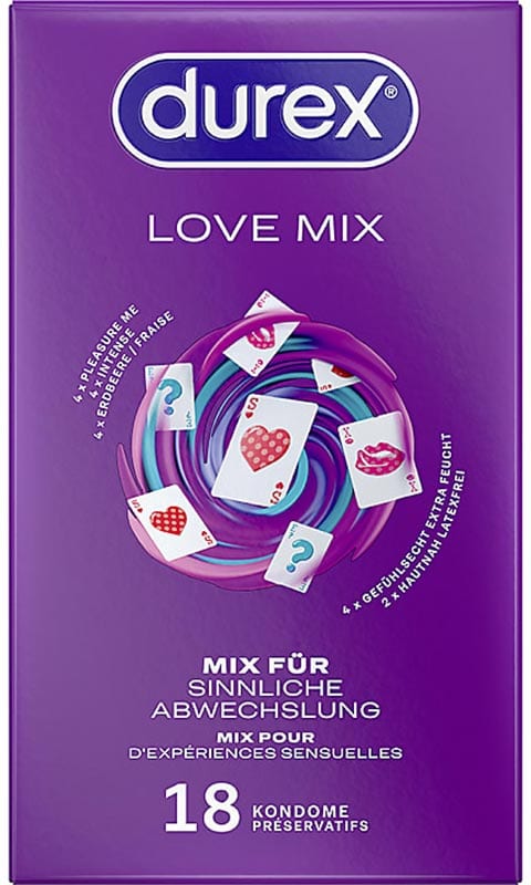 Durex Love Mix | Pack de 18 préservatifs de 5 variétés différentes