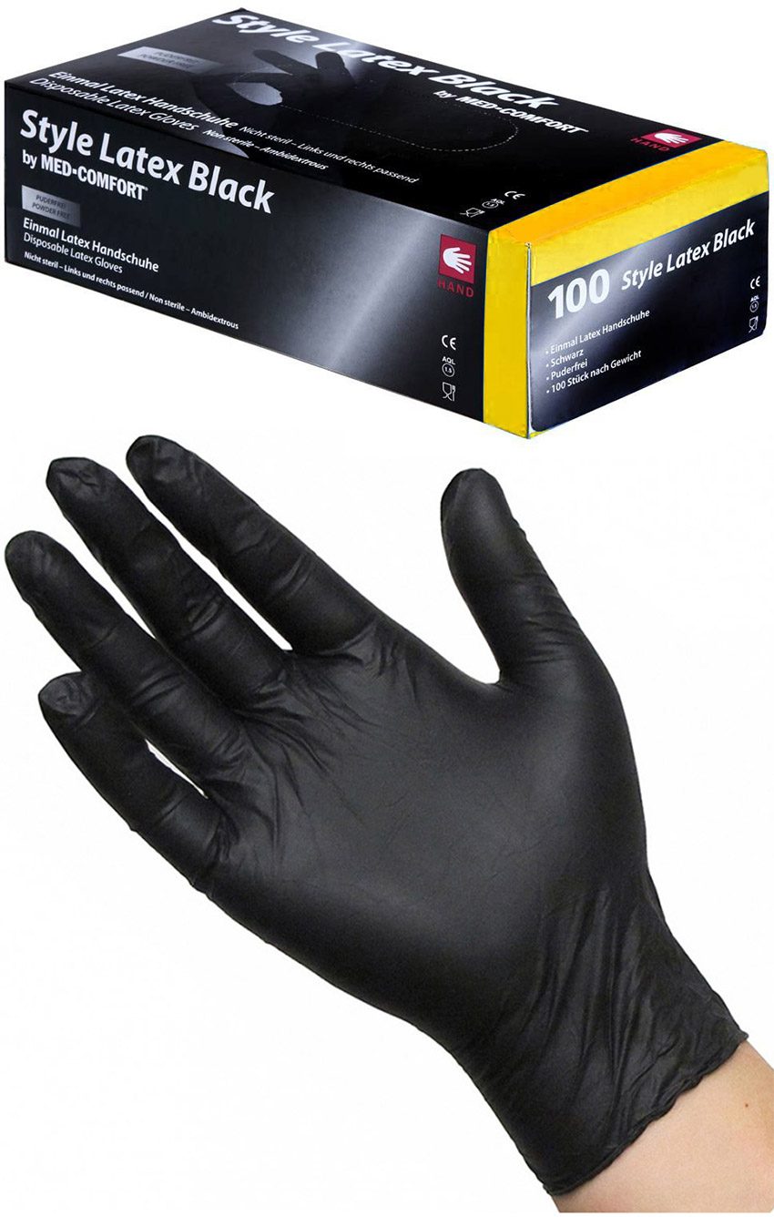 Med-Comfort Style Latex Black | Schwarze Latexhandschuhe | 100 Stück