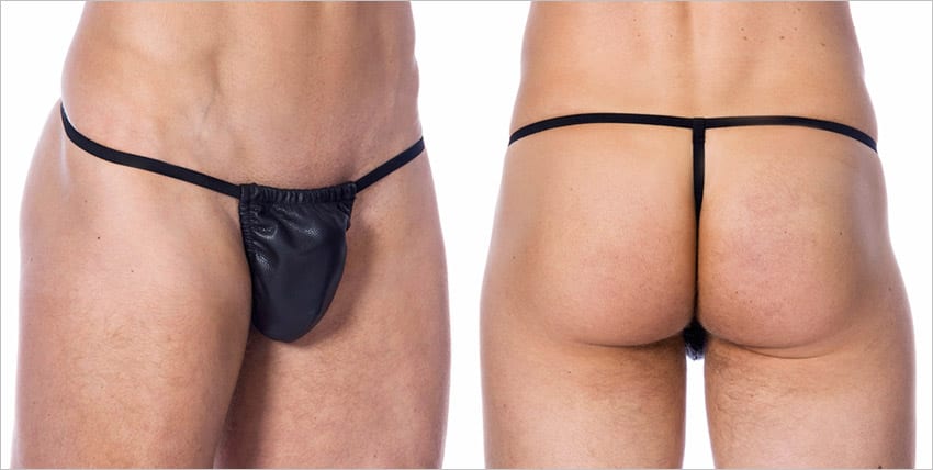 String Rimba für Männer aus echtem Leder - Schwarz (S/L)
