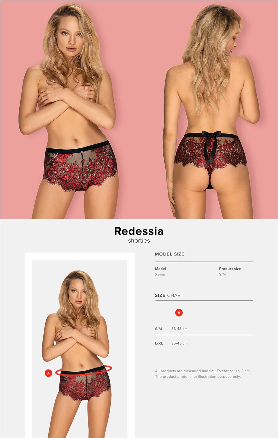 Obsessive Redessia | Shorty aus schwarzer und roter Spitze