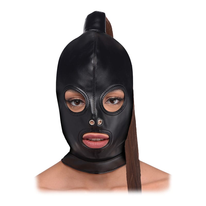 Strict Ponytail Bondage Hood | Bondage-Strumpfmaske mit Pferdeschwanz