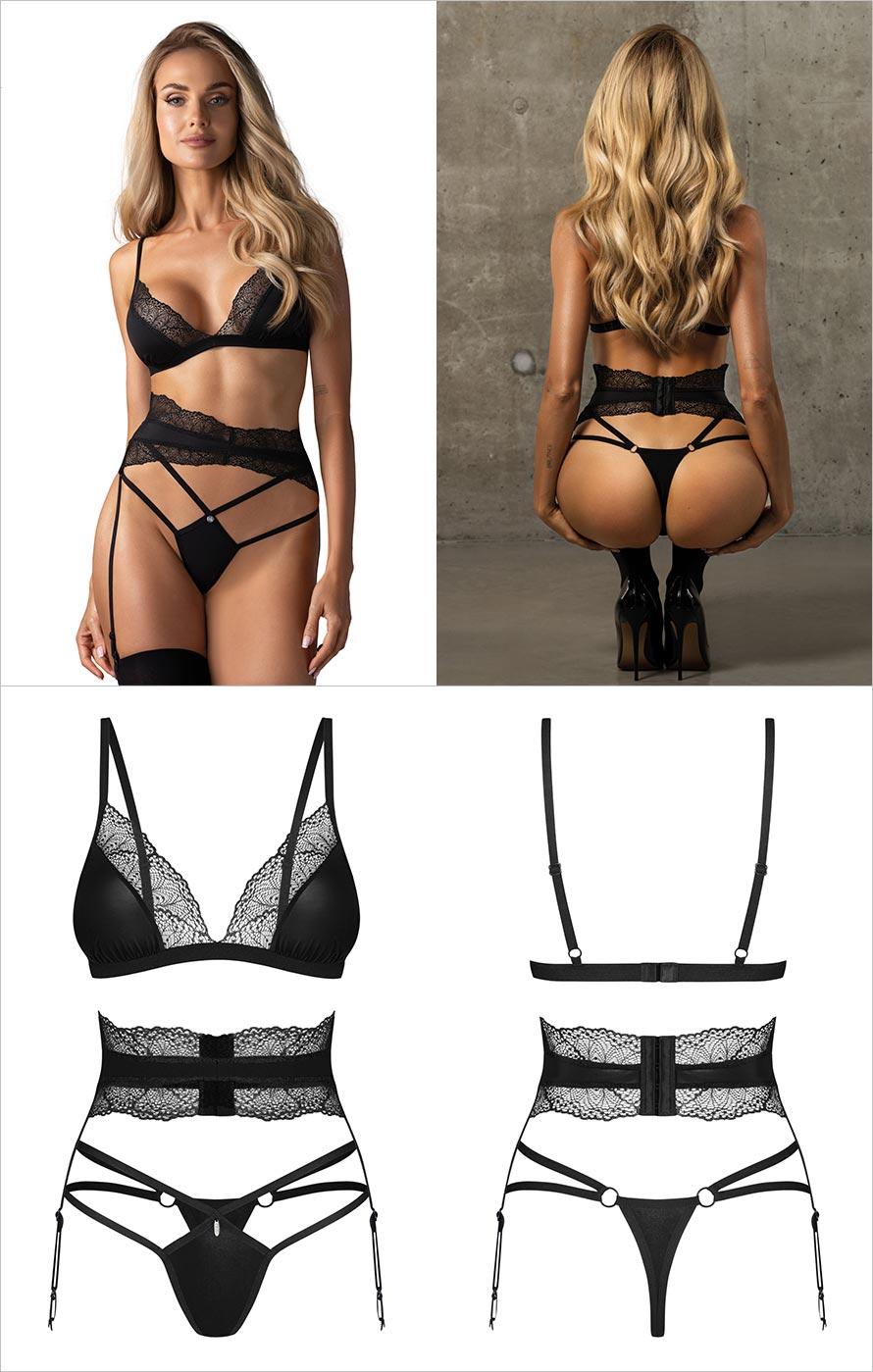 Obsessive Lobellis | Dessous-Set bestehend aus 3 erhabenen Teilen