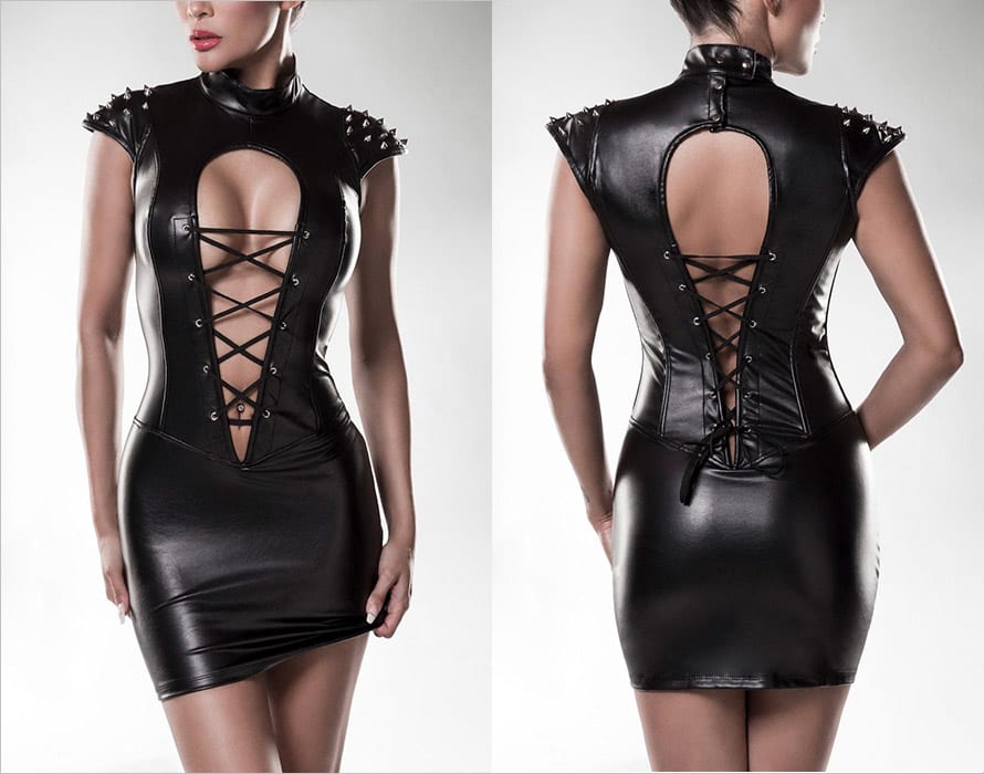 Grey Velvet 15320 | Robe sexy en similicuir souple à effet corset