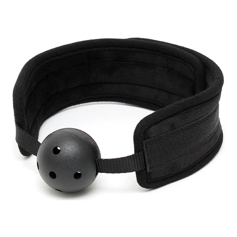 Rimba | Bâillon-boule troué avec sangles rembourrées | Noir