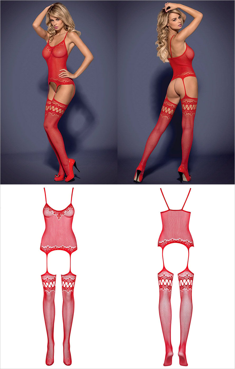 Obsessive F214 | Somptueux bodystocking de couleur rouge passion