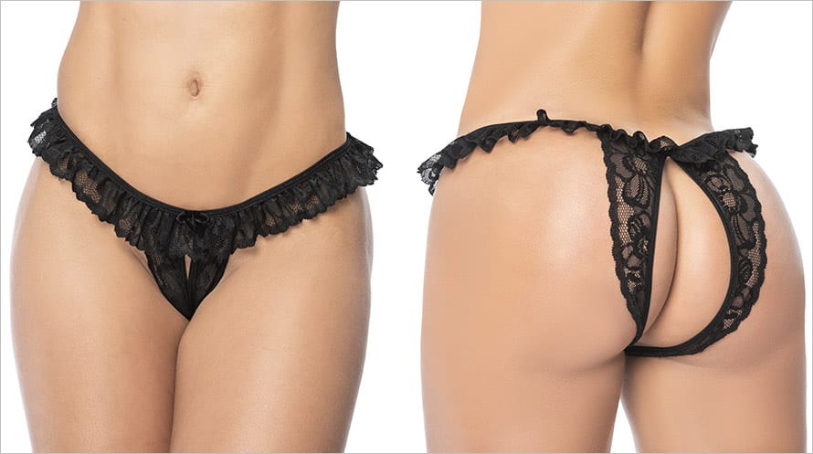 Mapalé Peek-a-boo 119 | Panty ouvert en dentelle florale et froufrou