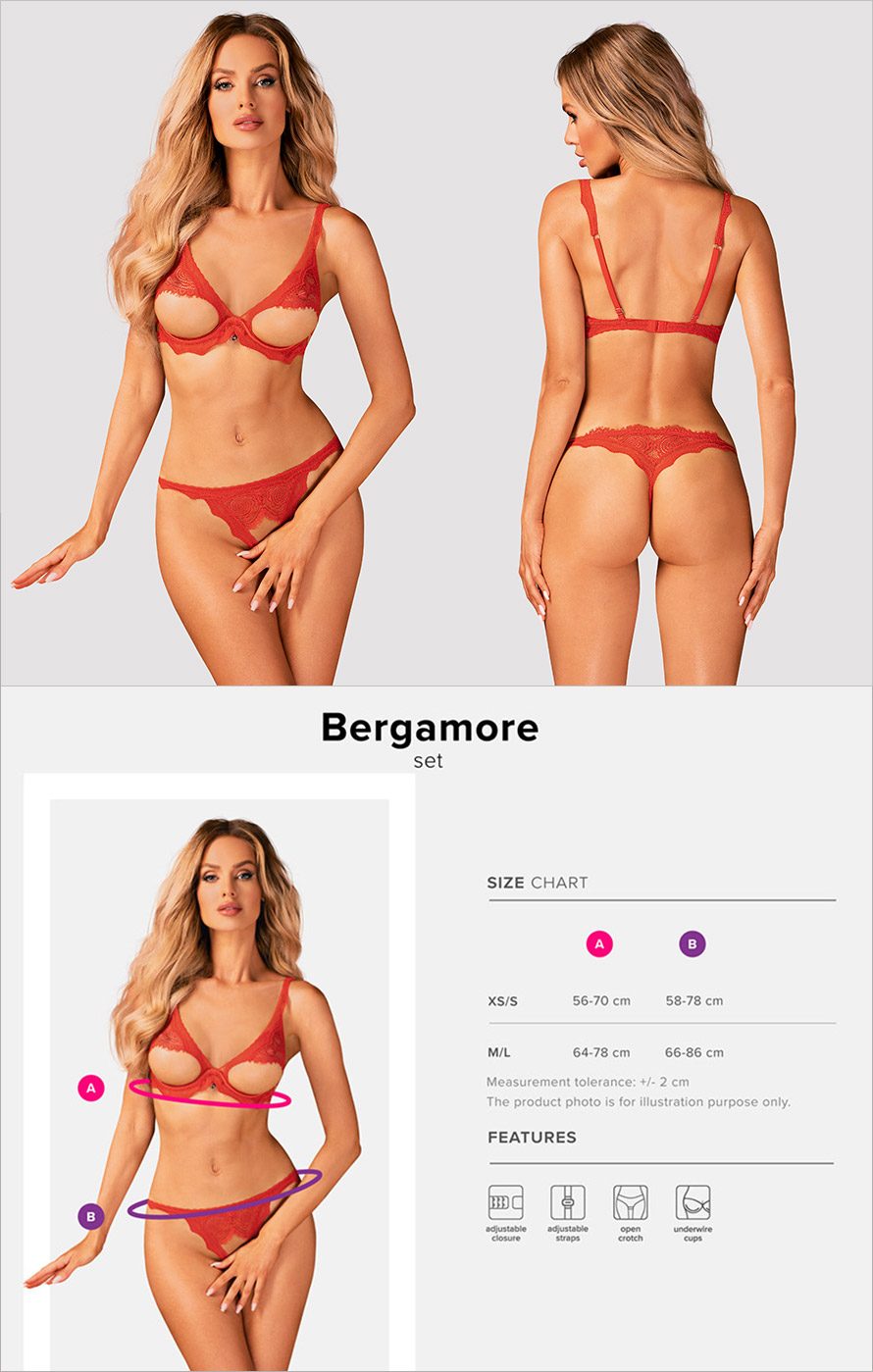 Obsessive Bergamore | Ensemble ouvert en dentelle florale rouge
