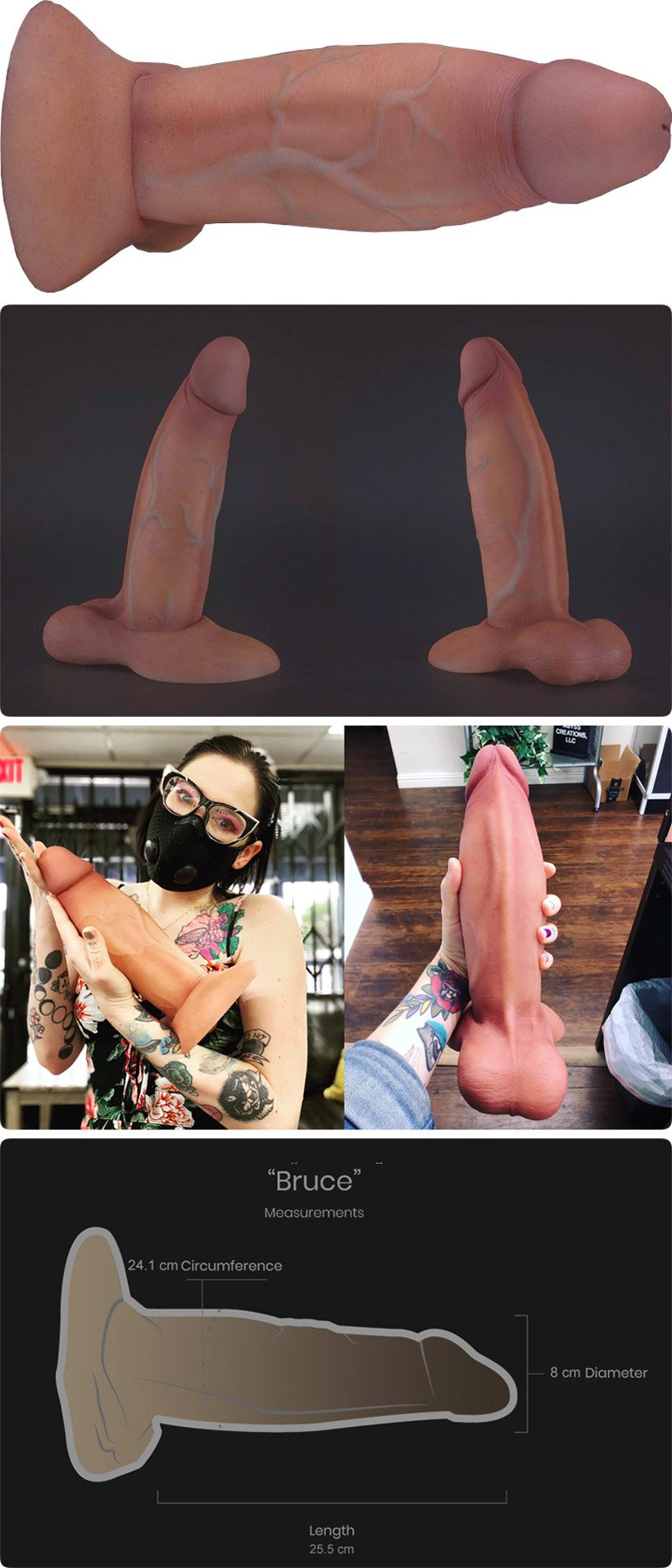 Godemichet RealCock 2 Bruce - Dildo grande taille ultra-réaliste en silicone - KissKiss