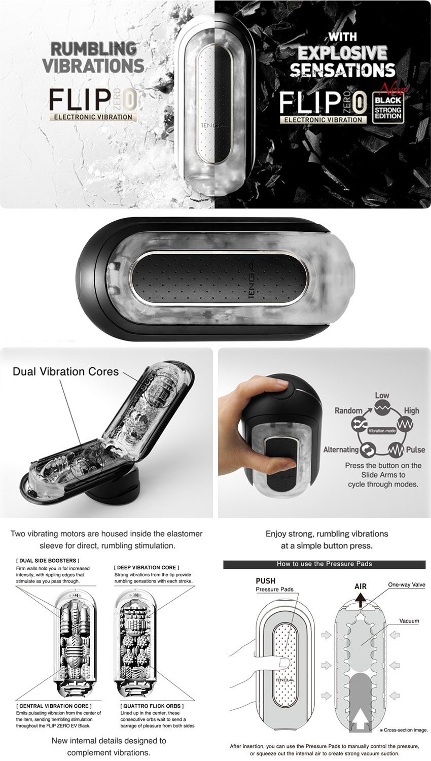 Tenga Flip Zero Electronic Vibration Black | Vibrierender Masturbator