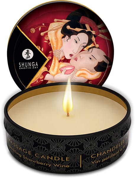 Shunga Romance | Bougie de massage à la senteur vin à la fraise | 30ml