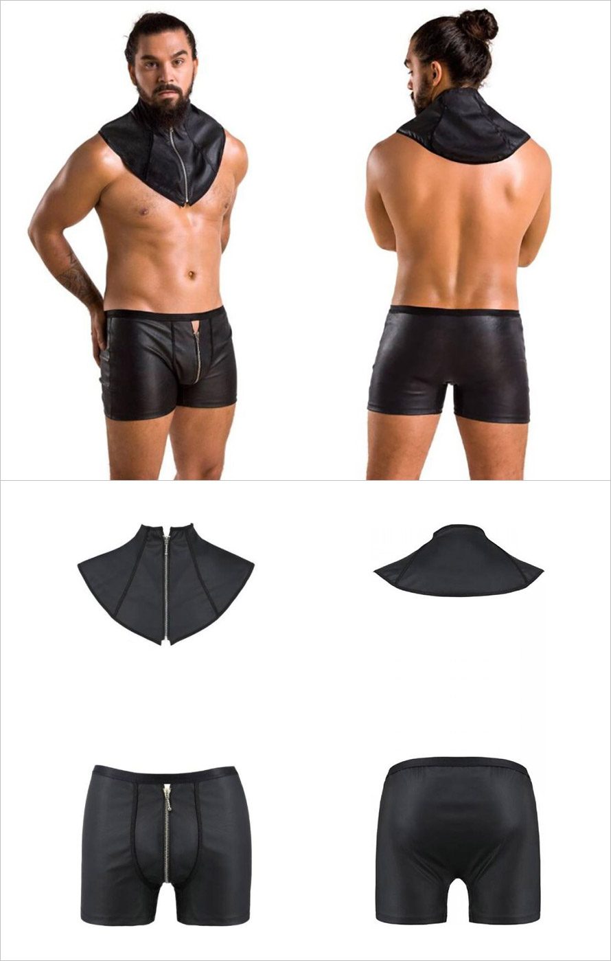 Passion Set 051 Edward | Boxer und Kragen Kunstleder schwarz