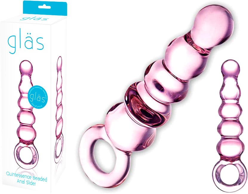 Gläs Quintessence Beaded Anal Slider | Dildo anal en verre | Rose