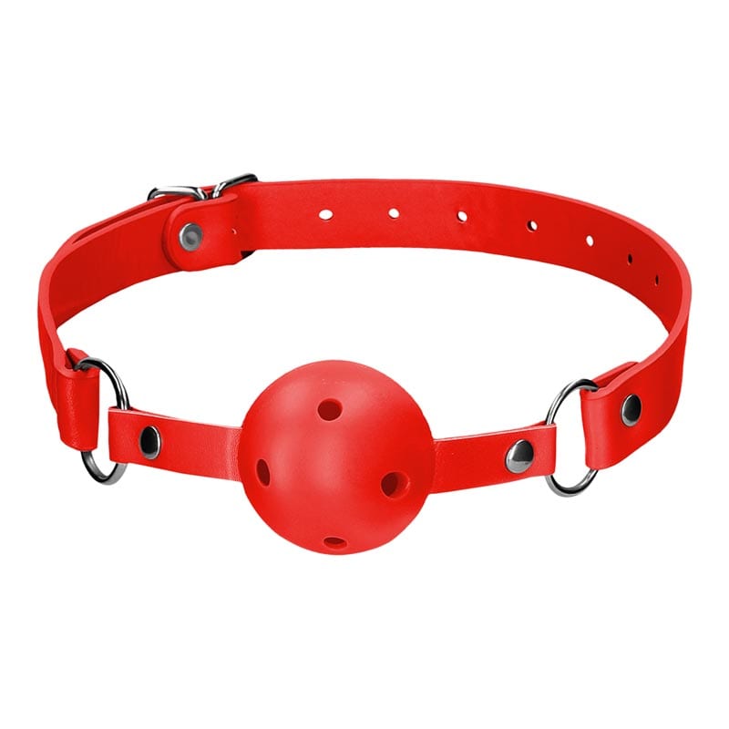 Ouch! Gag Ball | Bâillon boule trouvé avec lanières en cuir | Rouge
