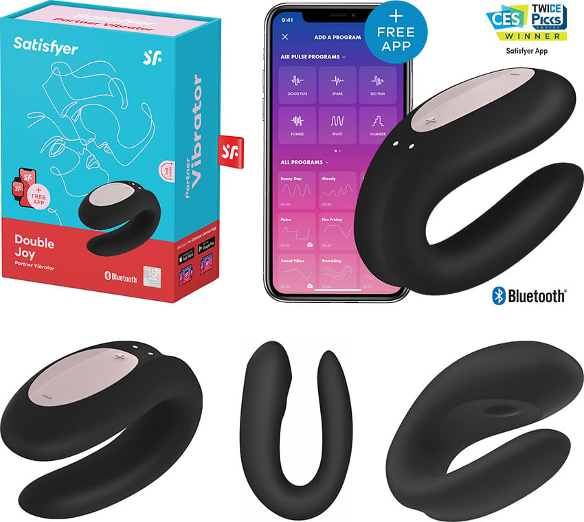 Satisfyer Double Joy | Vibrator für Paare | iOS/Android App | Schwarz