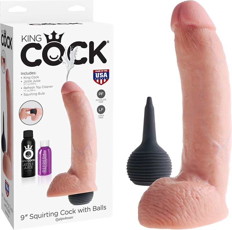 King Cock Squirting 9" | Godemichet éjaculateur | 18 cm | Beige