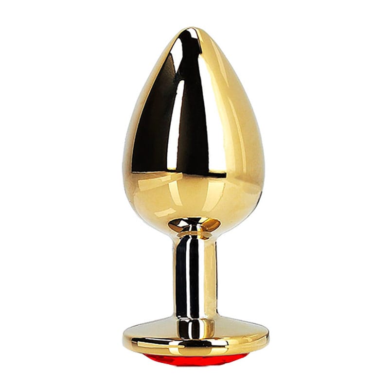 Ouch! Metal Butt Plug | Plug doré avec coeur en cristal rouge | Small
