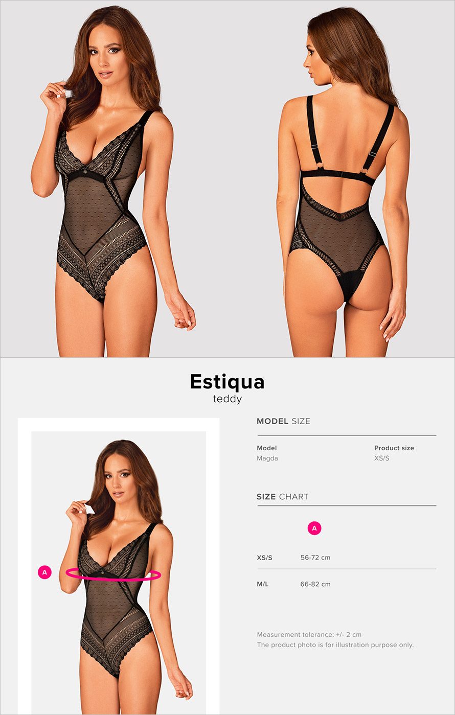 Obsessive Estiqua | Eleganter Tüll-Teddy mit geometrischem Muster