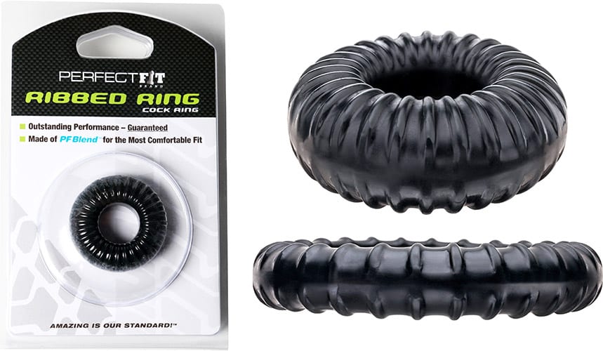 PerfectFit Ribbed Ring Penisring - Schwarz