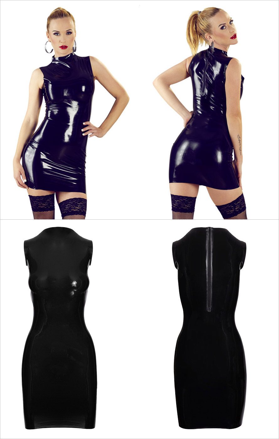 The Late X Collection | Erotik-Minikleid aus 100% glänzendem Latex | Schwarz