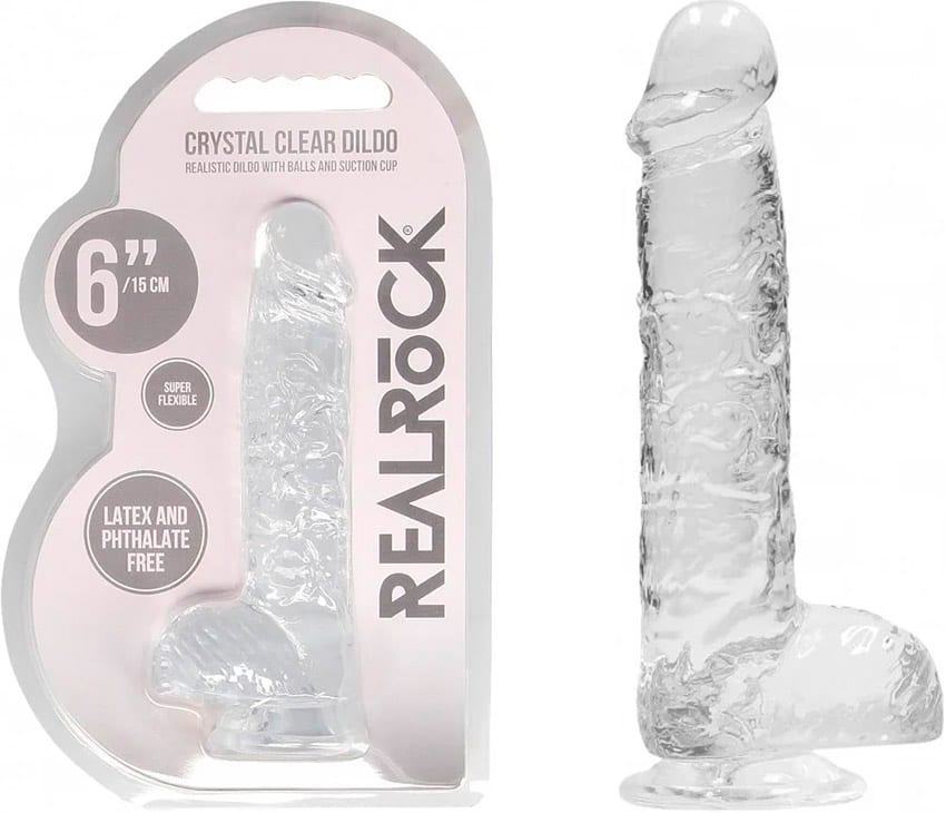 RealRock Crystal Clear | Dildo semi transparent de couleur transparent
