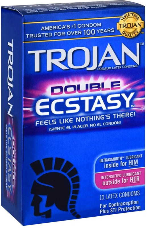 Trojan Double Ecstasy | Préservatifs lubrifiés et texturés | 10 pièces