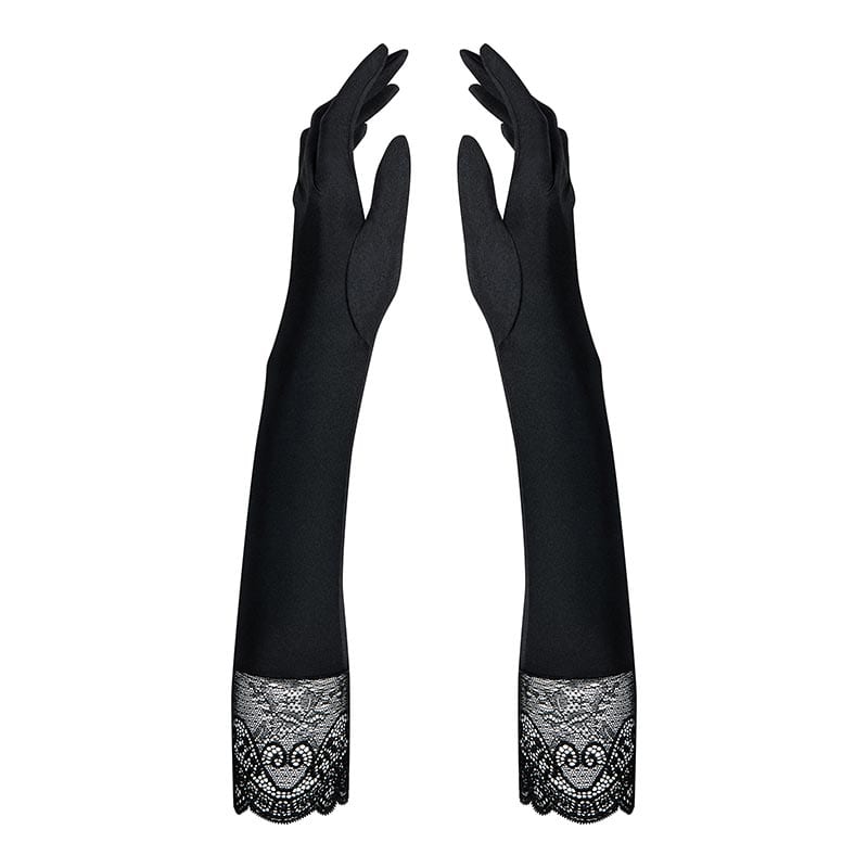 Obsessive Miamor | Ravissante paire de gants en tissu satiné noir