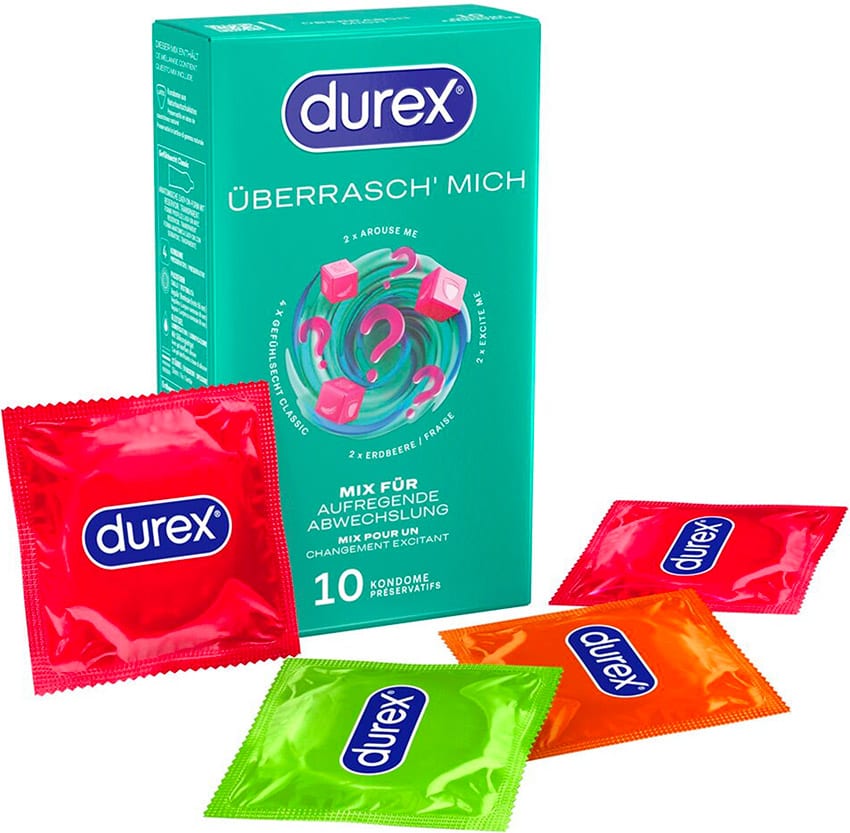 Durex Überrasch' Mich | Pack de 10 préservatifs assortis (4 variétés)