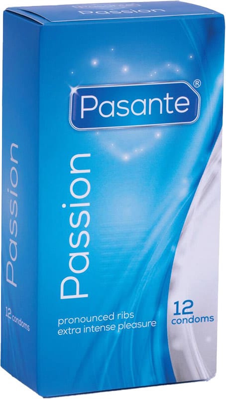 Pasante Passion | Préservatif nervuré et lubrifié | Boîte de 12 pièces