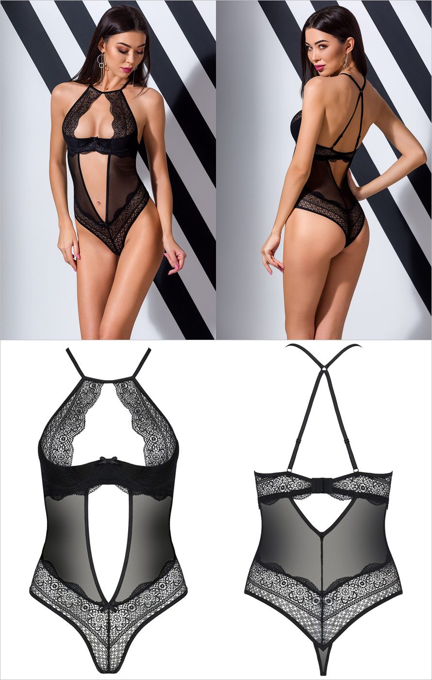 Passion Yona | Body sexy en dentelle florale avec lanières