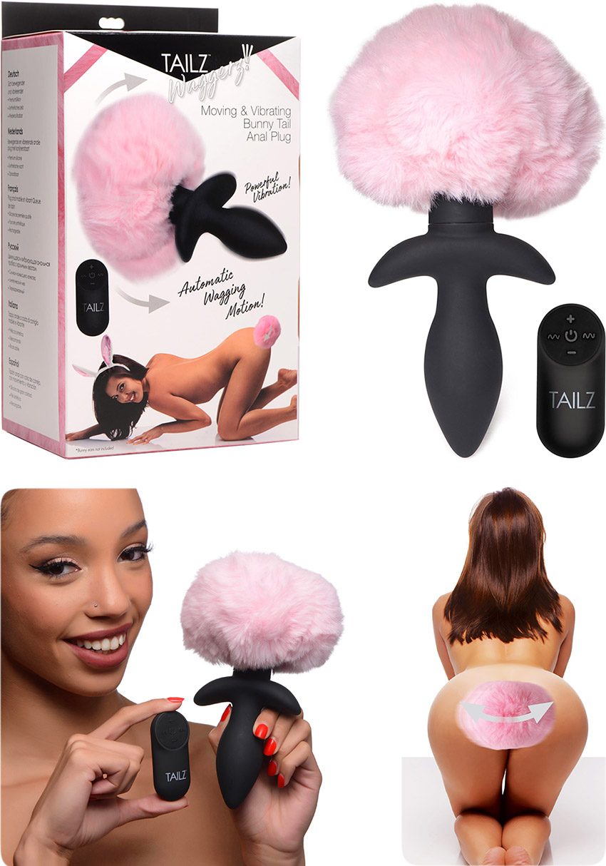 Tailz Waggerz | Plug anal vibrant et remuant | Queue de lapin rose
