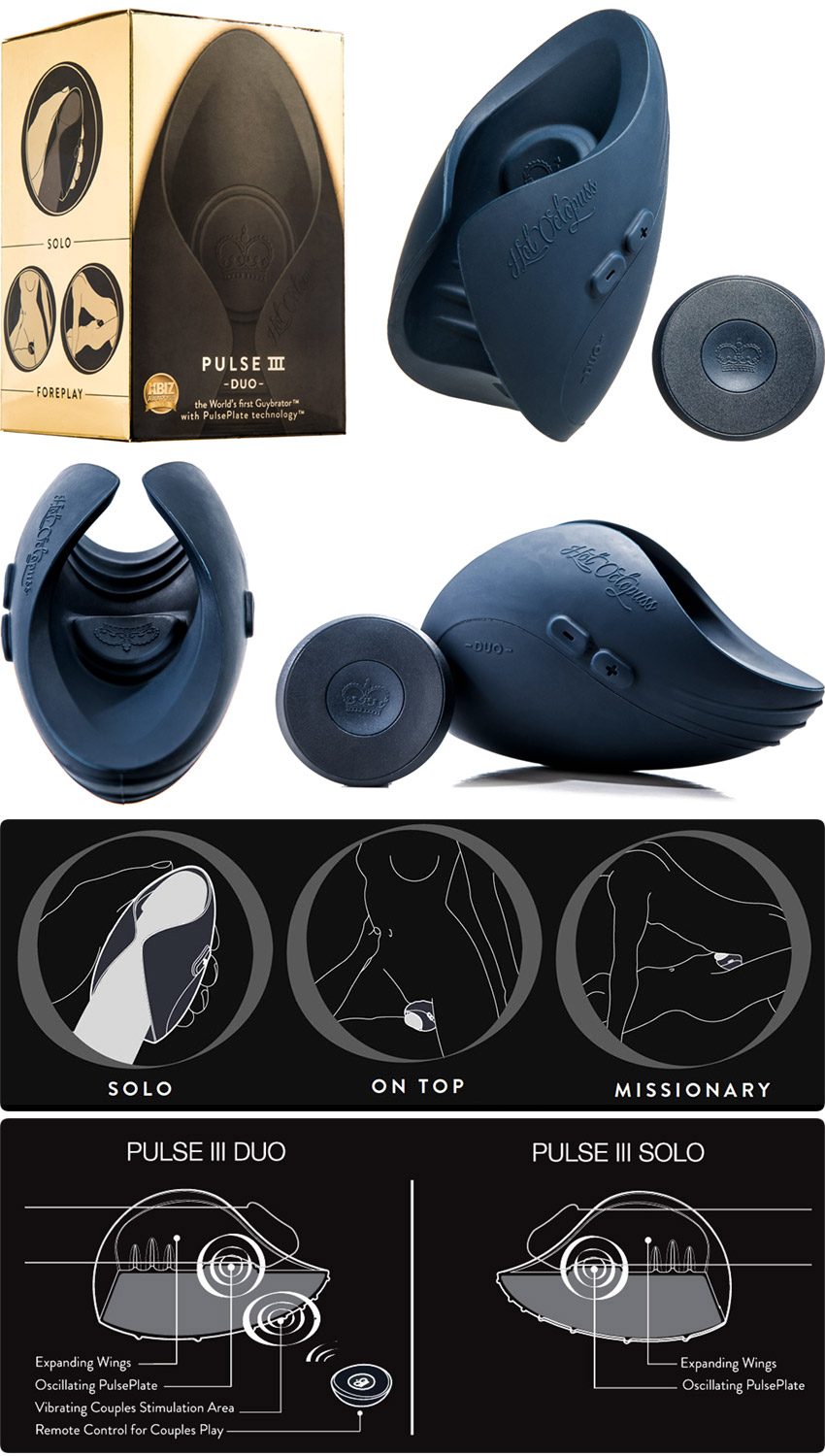 Hot Octopuss PULSE III Duo | Angeschlossener und anpassbarer Masturbator