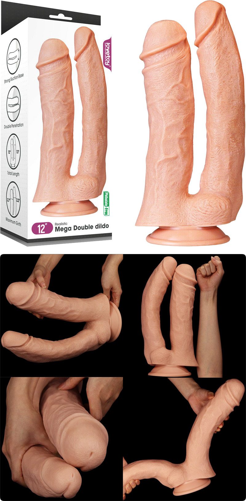 LoveToy Realistic Mega Double | Dildo réaliste pour double pénétration