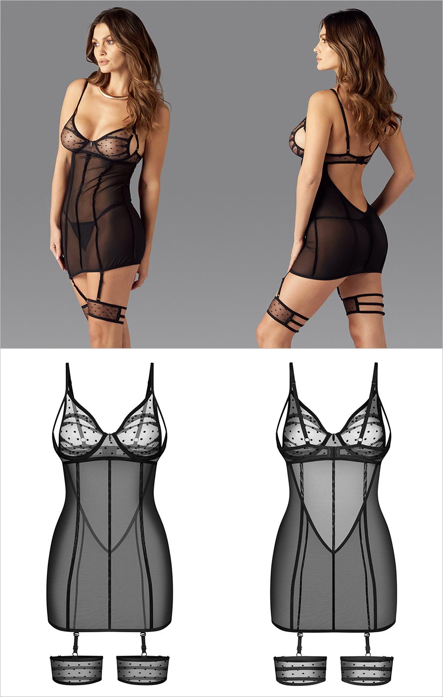 Obsessive Nuites | Nuisette érotique avec jarretelles assorties