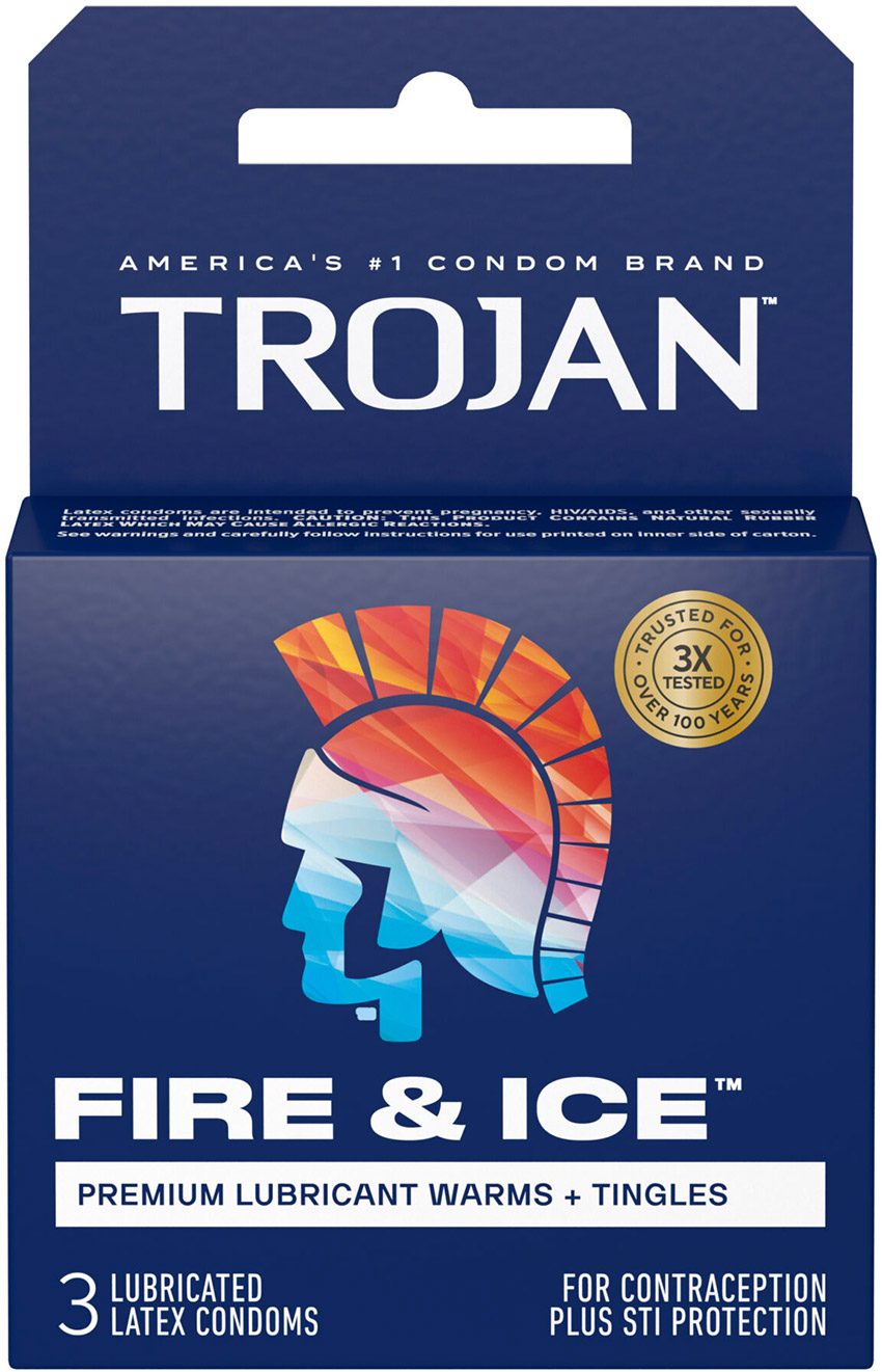 Trojan Fire & Ice | Préservatif stimulant les 2 partenaires | 3 pces
