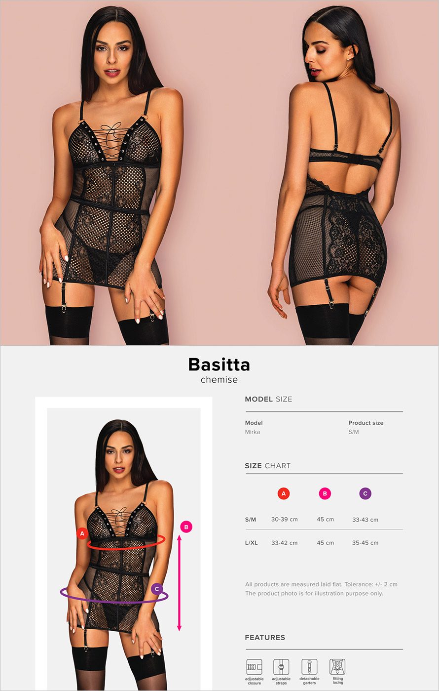 Obsessive Basitta | Sexy Chemise aus Spitze mit Schnürung über den Brüsten