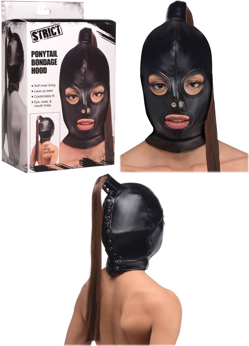 Strict Ponytail Bondage Hood | Bondage-Strumpfmaske mit Pferdeschwanz