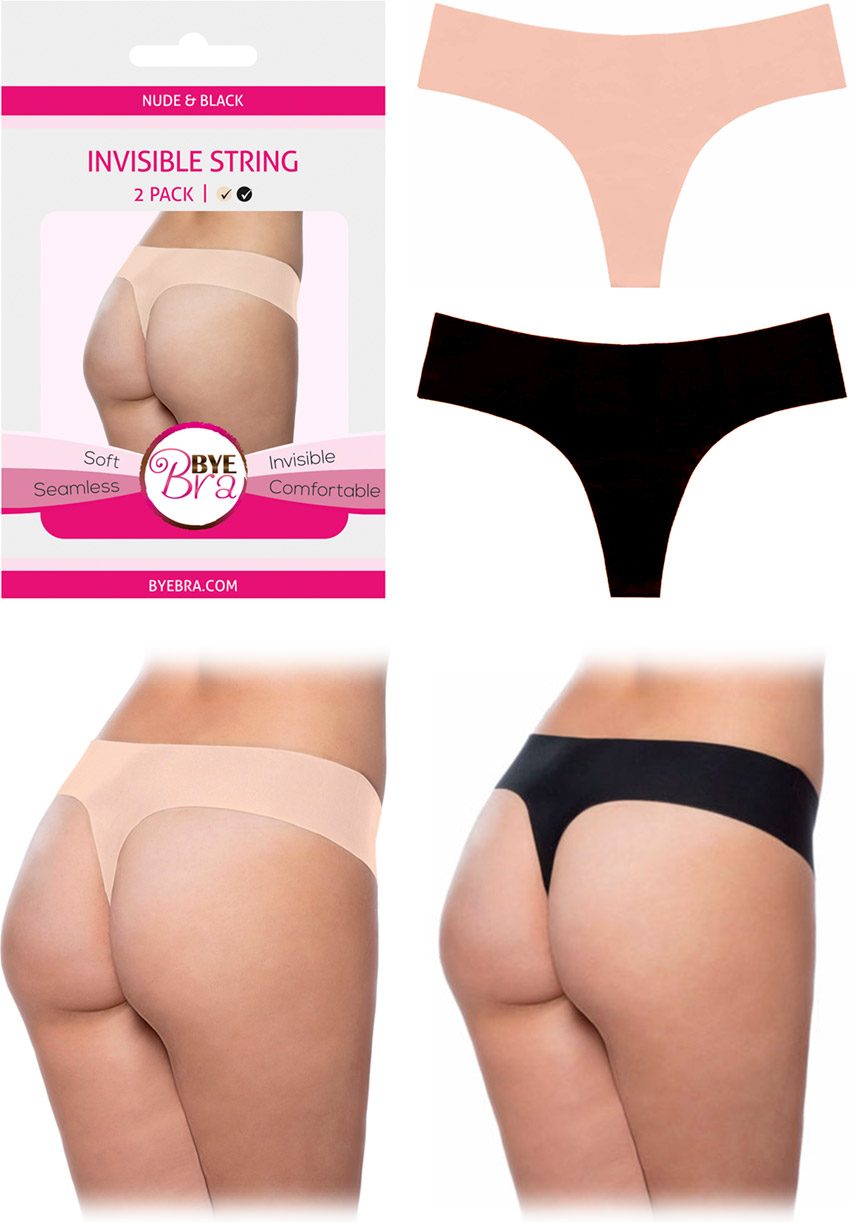 Bye Bra Packung mit unsichtbaren Strings - Beige & Schwarz